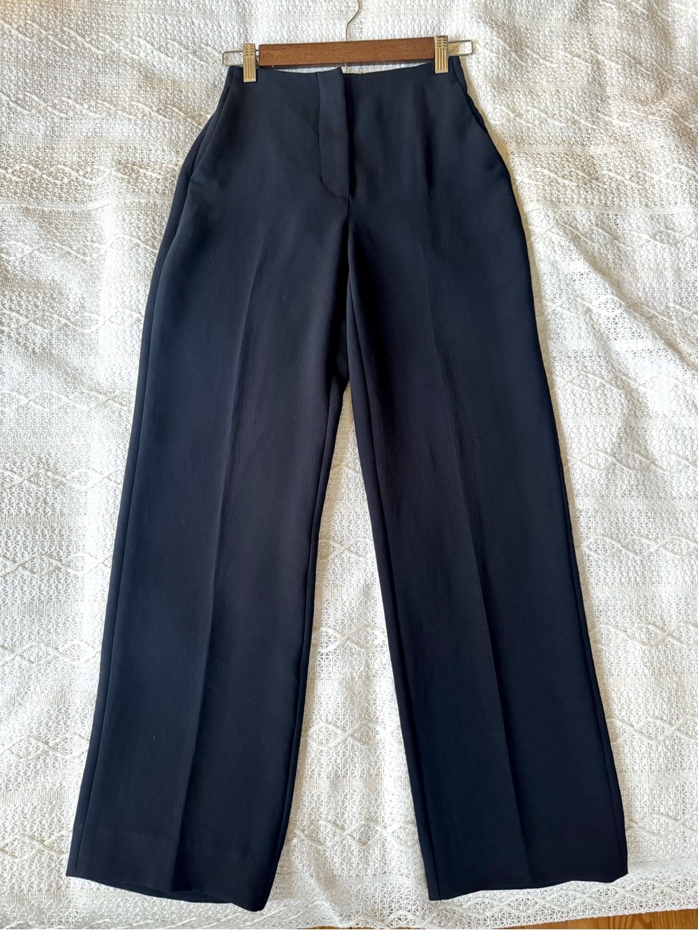 Aritzia Agency Pants Black Sleek Tailored Wide Leg Trousers